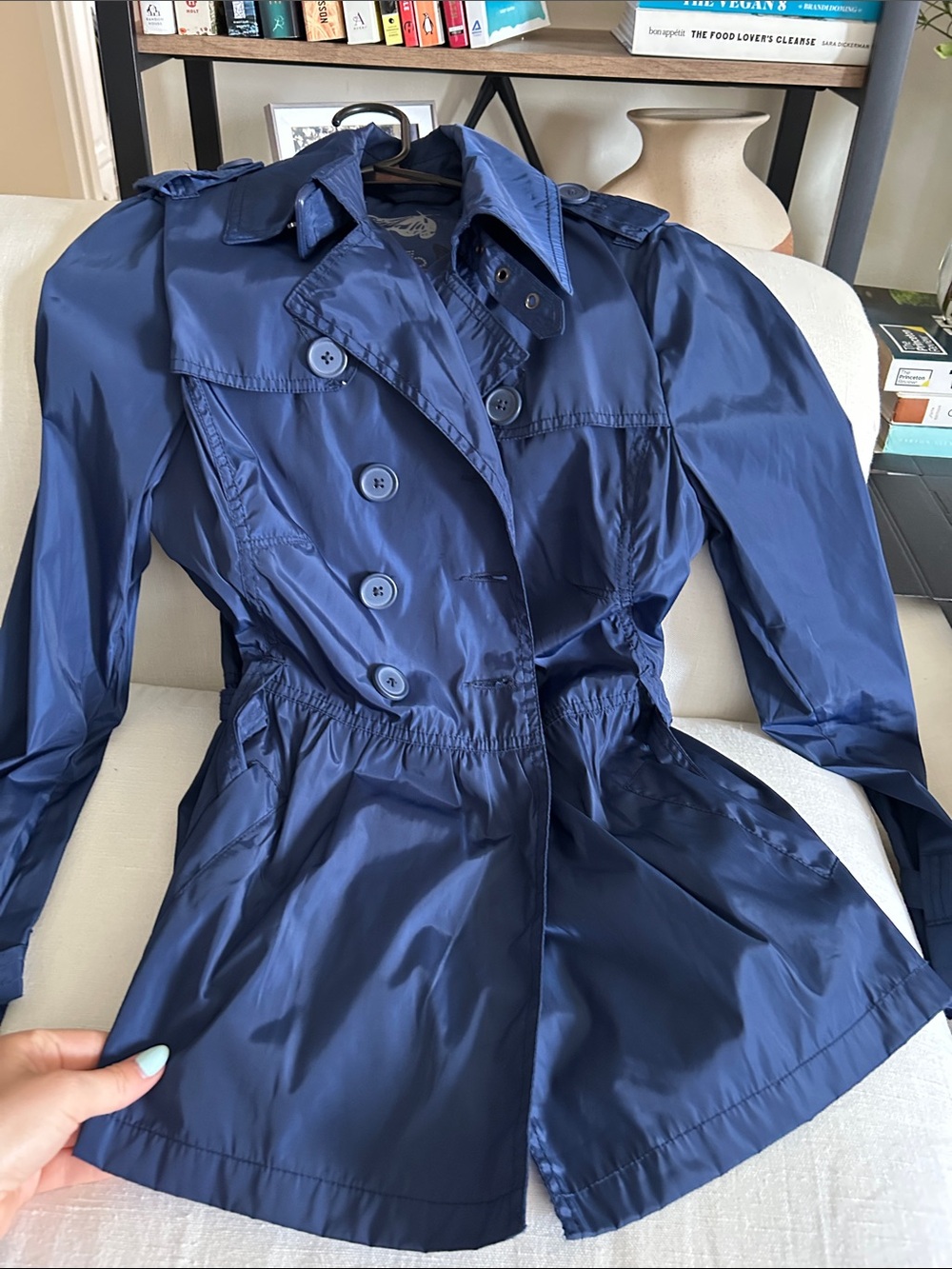 Splendid Navy Lightweight Double-Breasted Trench